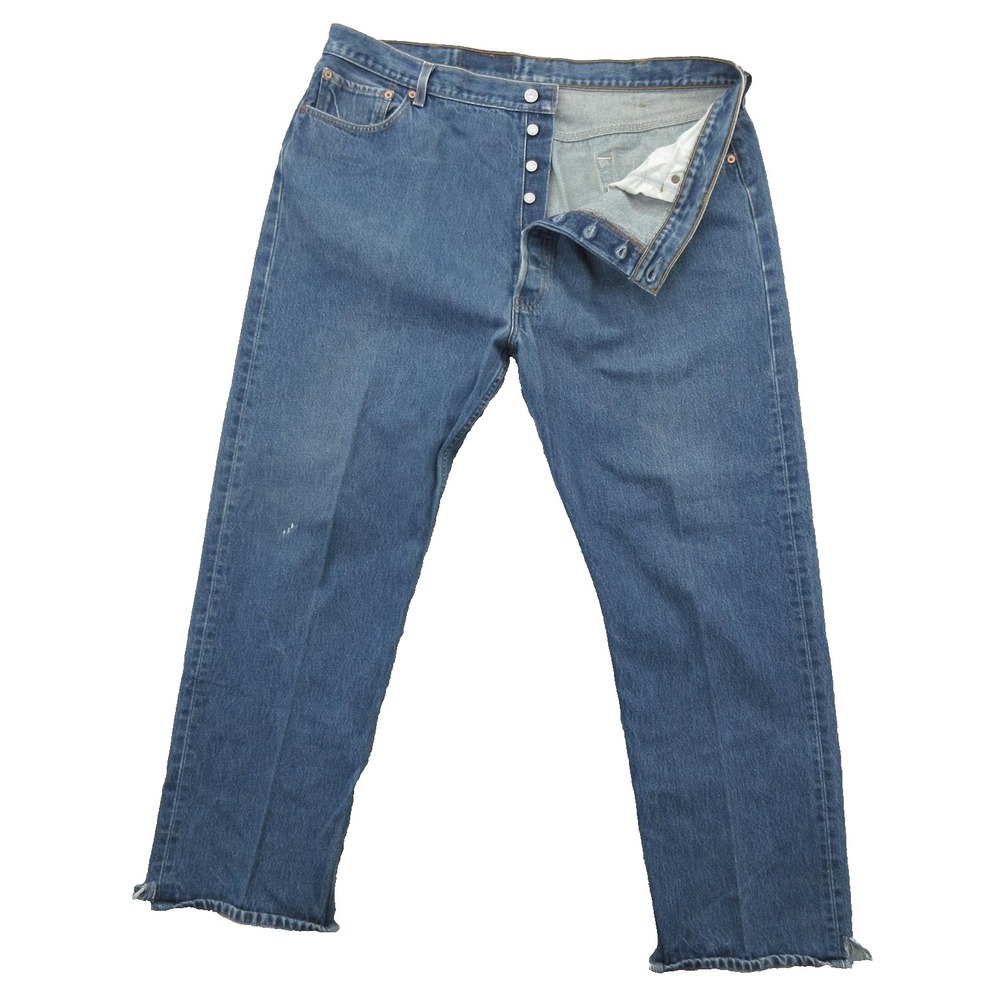 Levis 501xx Jeans Mens 41X31 Blue Button Fly Distressed Vintage Denim Mexico Y2K